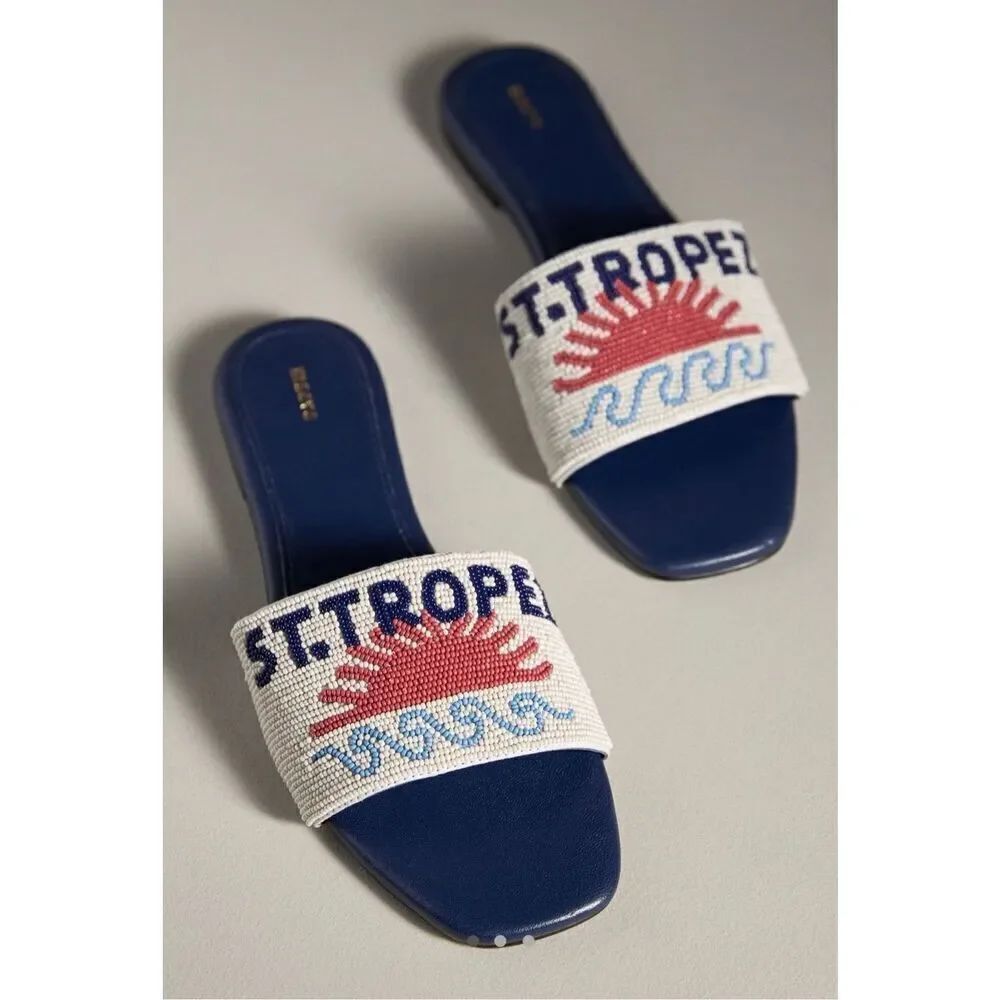 The Fiona Beaded Slide Sandals By Maeve-NWT